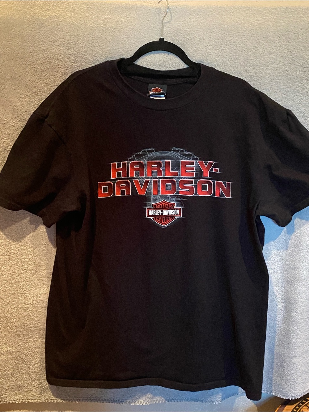 Harley-Davidson Black Short Sleeve Tee with Red Logo - Picture 1 of 8